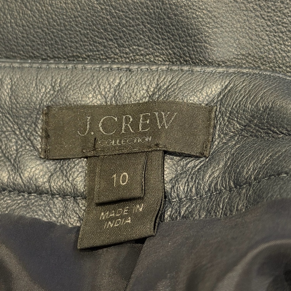 J.Crew 100% Leather Black Mini Skirt Pockets Size 10 - Picture 4 of 8